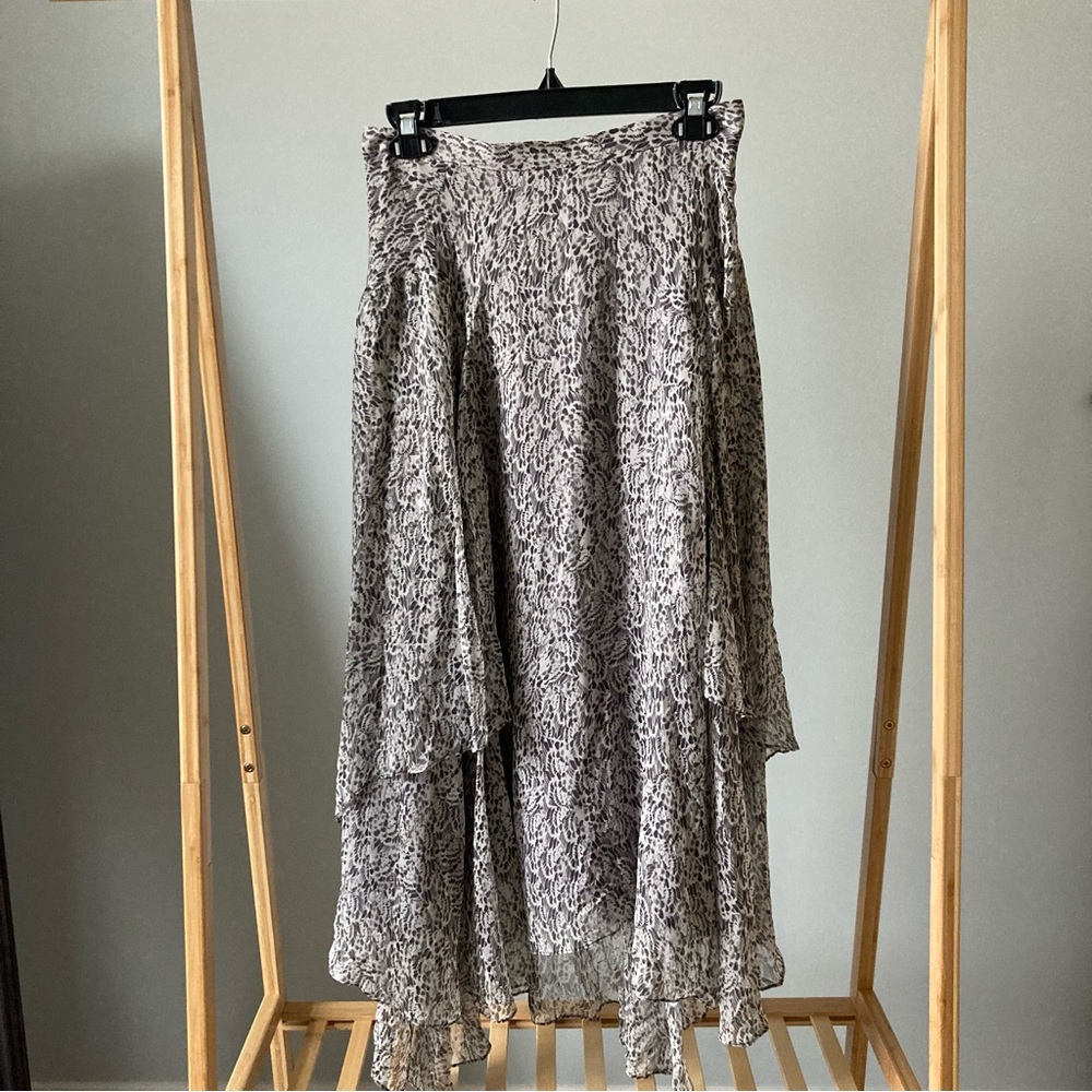 Rebecca Taylor Silk Ruffle Midi Skirt